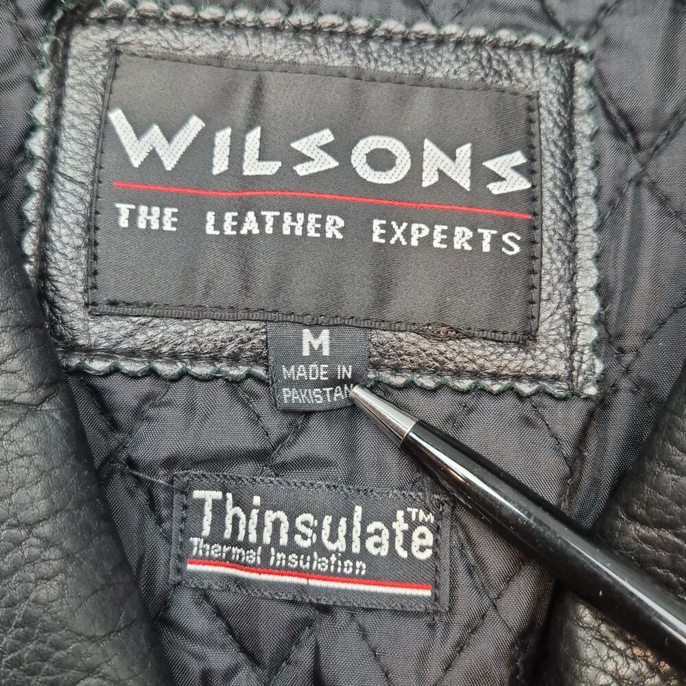 Vintage Wilsons Leather Jacket Motorcycle Rockabilly Black Biker Moto Ramones M - Picture 3 of 12